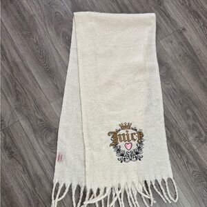 NWOT Juicy Couture White Scarf with Embroidered Crest